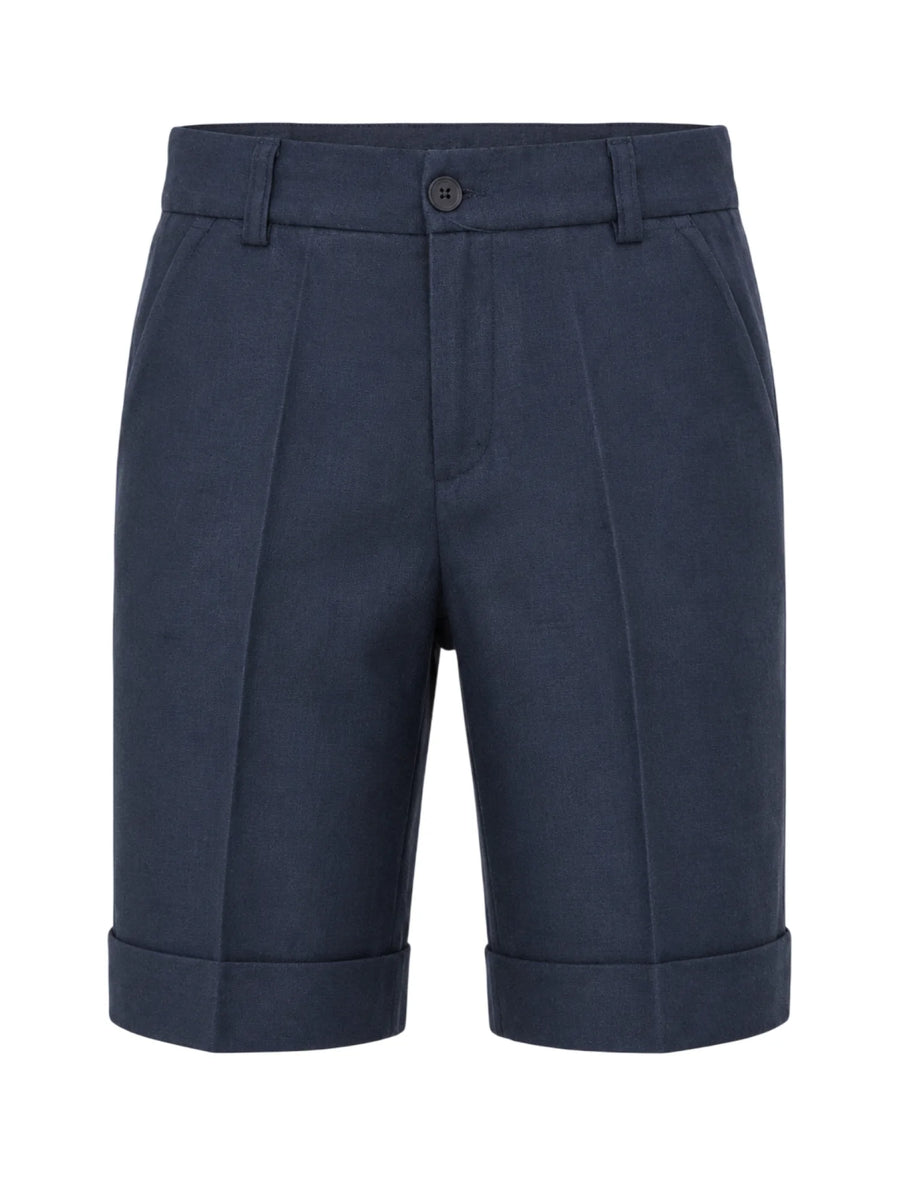 Emanuel Pris bermuda bambino misto lino blu