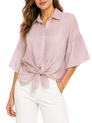 Vicolo camicia in georgette con trasparenze rosa