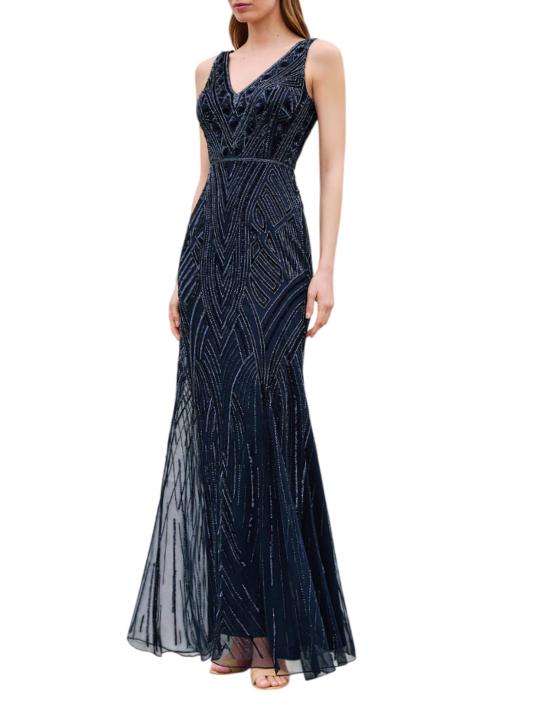 Couture Club abito con ricami gioiello e mantella blu