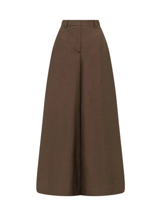 Blugirl pantaloni wide leg donna misto lino marrone