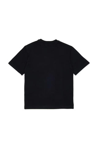 Diesel T-shirt bambino con maxi logo nero giallo