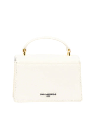 Karl Lagerfeld borsa in ecopelle saffiano con logo gioiello panna