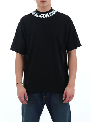 Icon T-shirt uomo manica corta con stampa logo nero