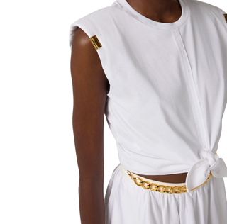 Elisabetta Franchi T-shirt in jersey con nodo bianco