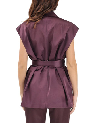 Pinko giacca smanicata Melanzana con cintura viola