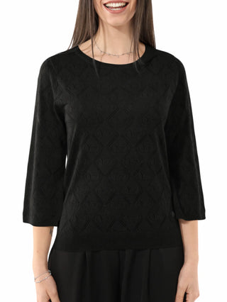 Yes Zee maglia traforata donna manica 3/4 nero
