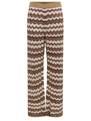 Only pantaloni wide leg in fantasia chevron lurex multicolor