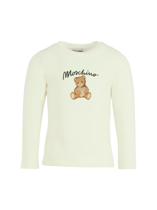 Moschino T-shirt manica lunga bambina con orsetto panna HDO010-LBA11 10063 MOSCHINO 
