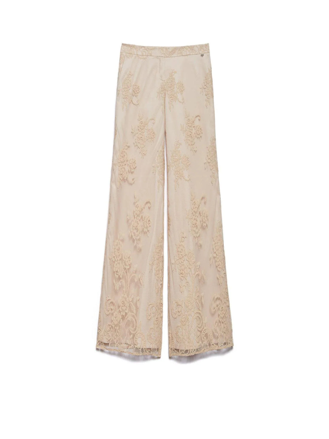 Aniye By pantaloni palazzo Silva in pizzo rosa cipria