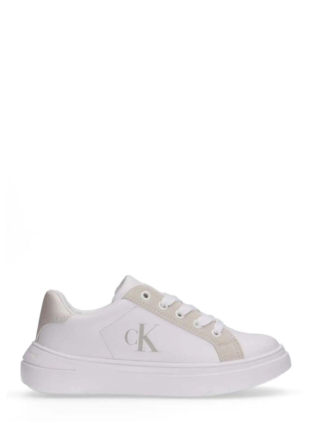 Calvin Klein sneakers bambina in ecopelle bianco beige