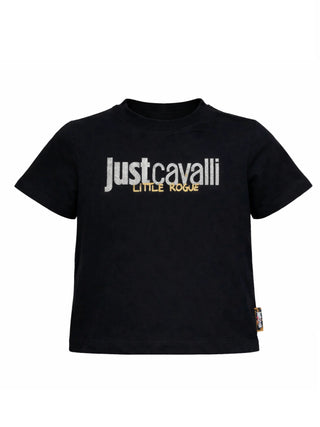 Just Cavalli T-shirt bambina con logo strass nero