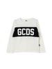 Gcds T-shirt manica lunga con banda logo panna