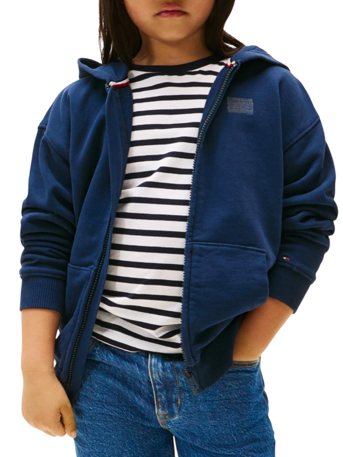 Tommy Hilfiger felpa bambino con zip e cappuccio blu