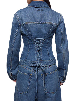 Liu Jo giubbino donna in denim con stringhe lavaggio blu