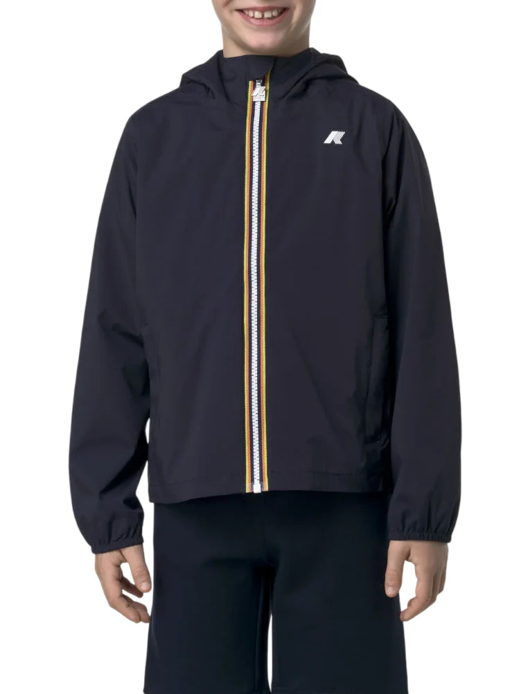 K-Way giubbino leggero antivento Jack con cappuccio blu