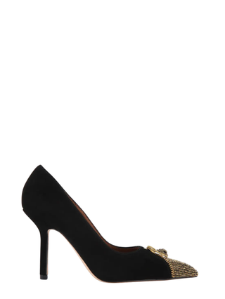 Kurt Geiger decollete in suede con punta gioiello nero 4987305209 BLACK-COMB KURT GEIGER 