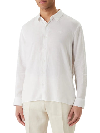 Calvin Klein camicia uomo manica lunga misto lino bianco