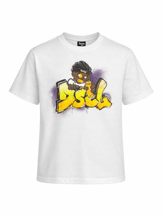 Disclaimer T-shirt bambino manica corta con stampa logo bianco