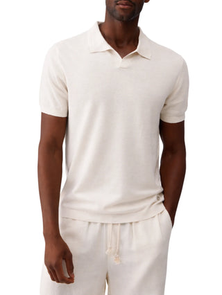Liu Jo polo in maglia misto lino uomo panna
