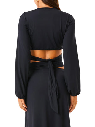 4giveness top crop Soft Touche con cut out nero