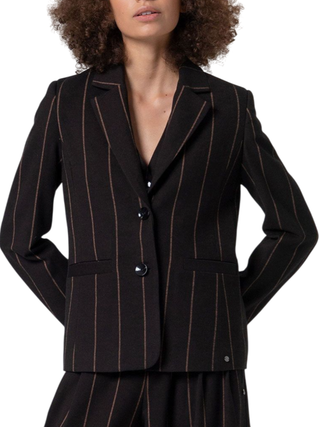 Surkana giacca blazer monopetto in fantasia gessata marrone 565IRDI321 70 SURKANA