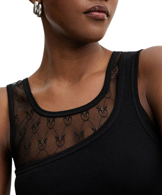 Pinko canotta a costine con pizzo Cupboard nero