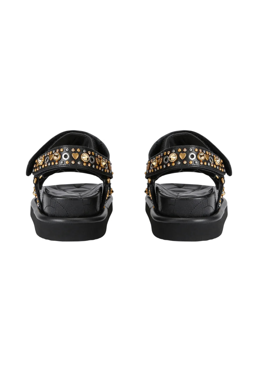 Kurt Geiger sandali donna in pelle Orson con borchie e strass nero