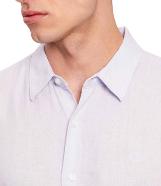 Calvin Klein camicia uomo manica lunga misto lino lavanda
