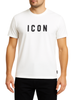 Icon T-shirt uomo con logo bianco latte