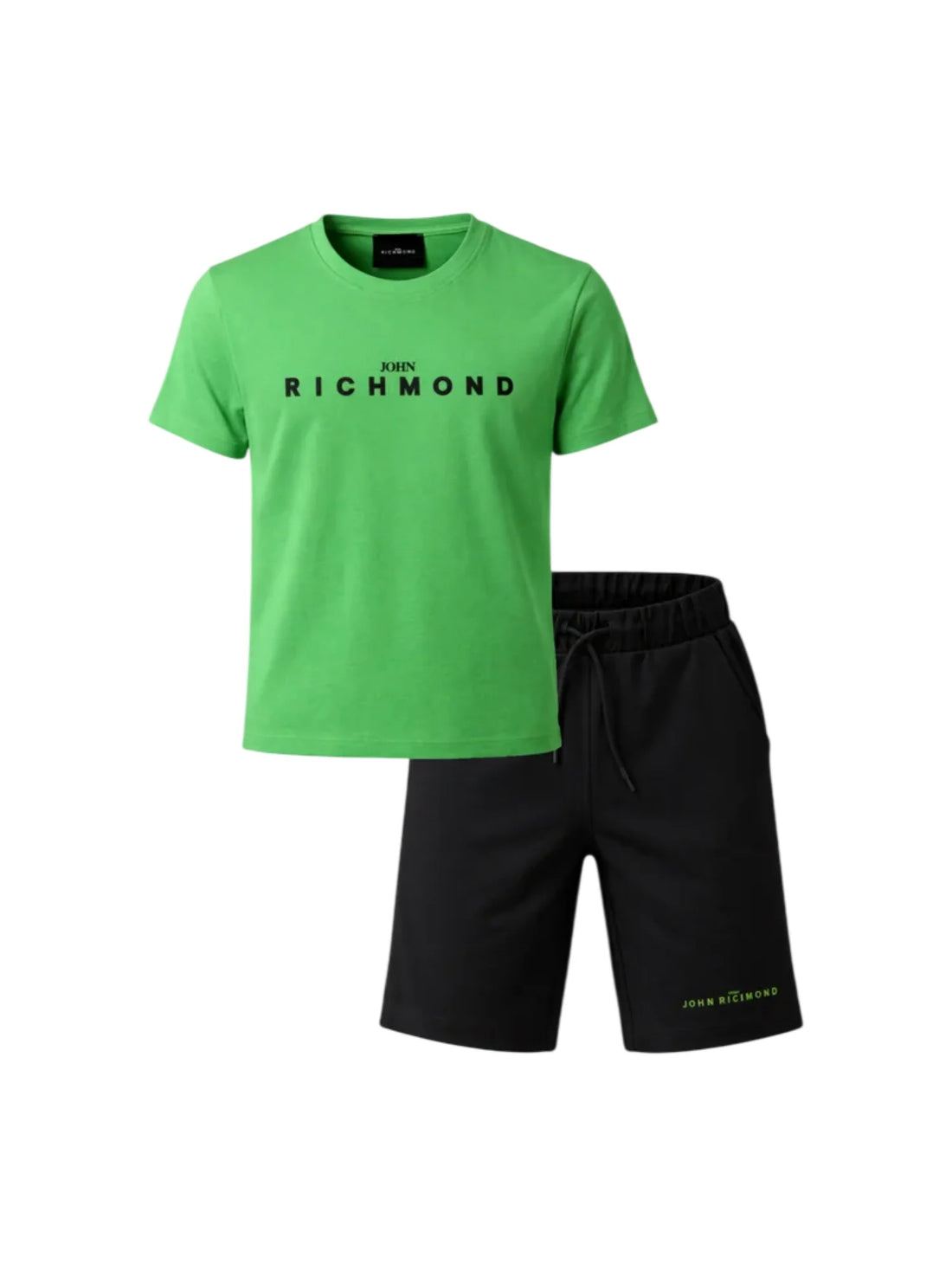 John Richmond completo bambino T-shirt e shorts verde nero
