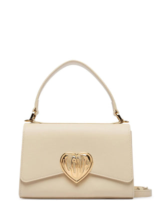 Love Moschino borsa a mano con placca logo Heart ecrù