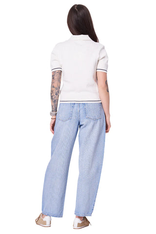 Calvin Klein Jeans polo in maglia a trecce donna panna