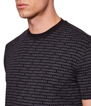 Dsquared2 T-shirt uomo manica corta logo all over nero