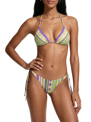 Me Fui bikini triangolo e perizoma in fantasia verde viola