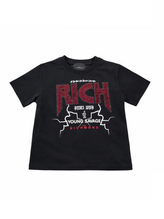 John Richmond T-shirt bambina Kanam con logo strass nero