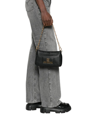 Love Moschino borsa a spalla in ecopelle martellata nero