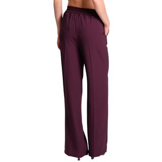 Vicolo pantaloni palazzo in tessuto fluido color prugna TF0360 PRUGNA VICOLO 