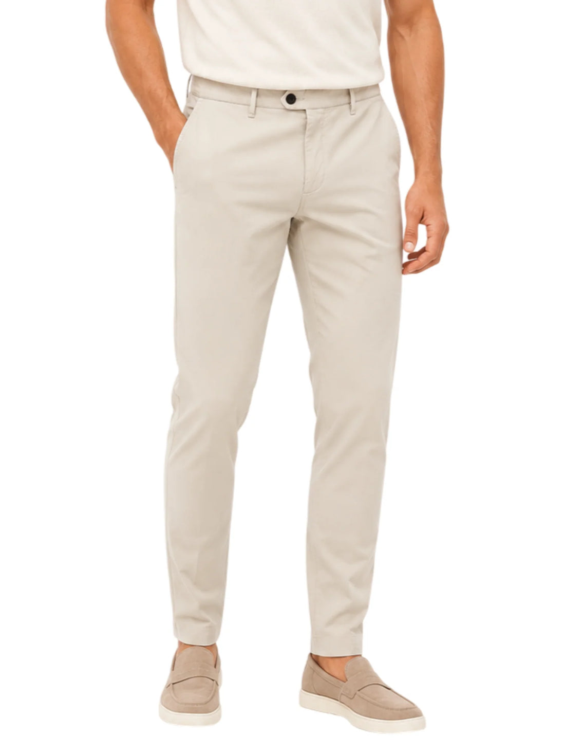 Le Braghe pantaloni uomo in cotone slim beige chiaro