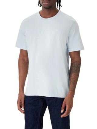 Calvin Klein T-shirt uomo manica corta con logo celeste