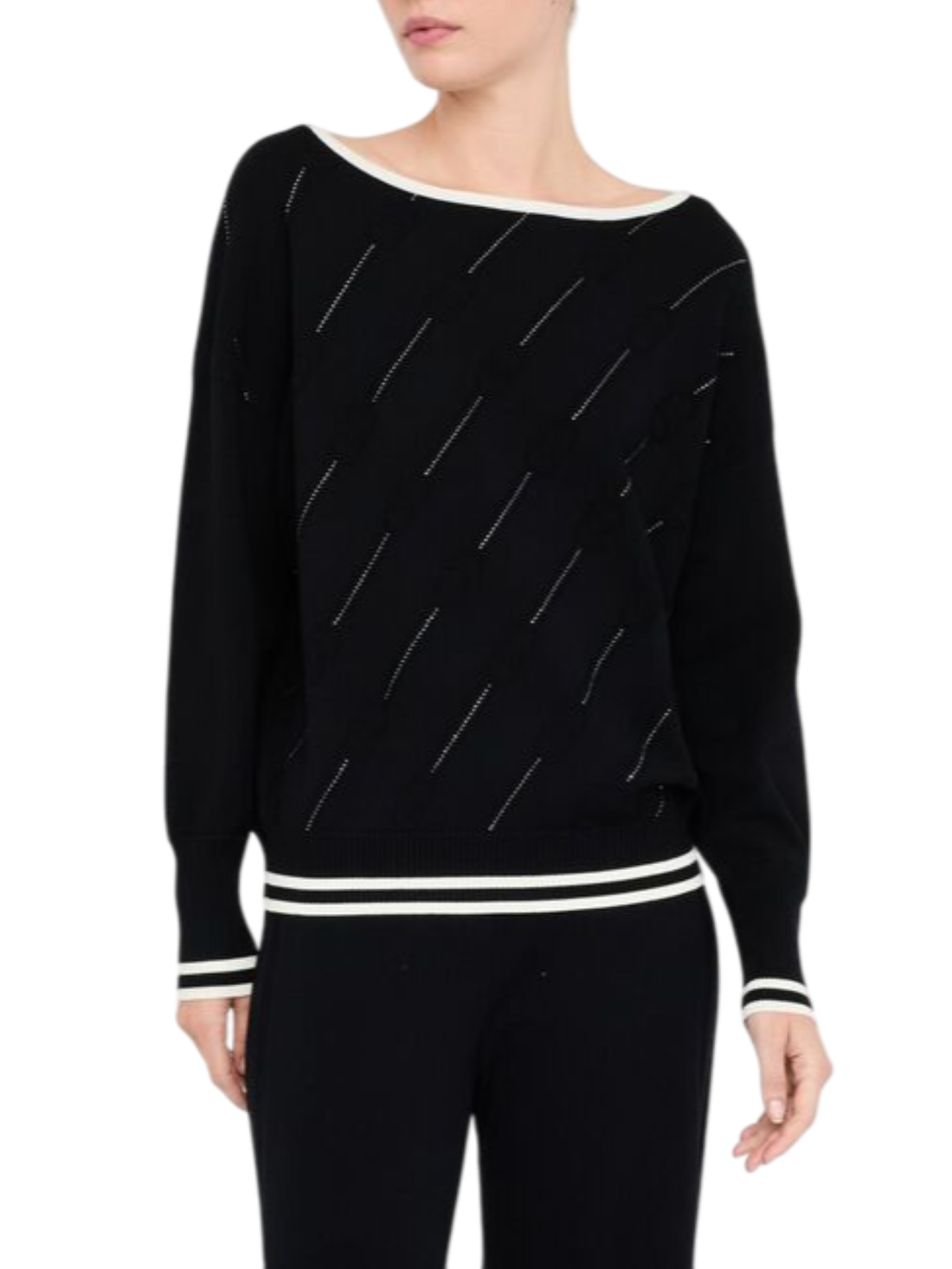 Liu Jo maglia donna con strass e logo nero