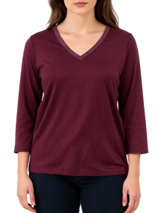 Lola by Sandro Ferrone blusa in viscosa e lurex borgogna L7YBFMERANO BORDEAUX-VINO ARGENTO Lola BY S.FERRONE 