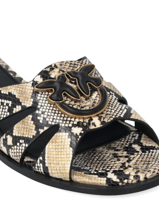 Pinko ciabatta Milly in fantasia pitonata beige nero