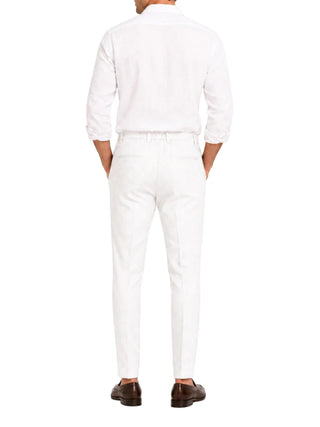 Le Braghe pantaloni uomo in lino slim bianco J381-1631 BIANCO Le Braghe