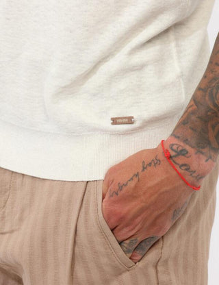 Yes Zee maglia uomo manica corta misto lino panna