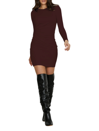 Relish abito corto Timeo drappeggiato marrone TIMEO 2945 RELISH