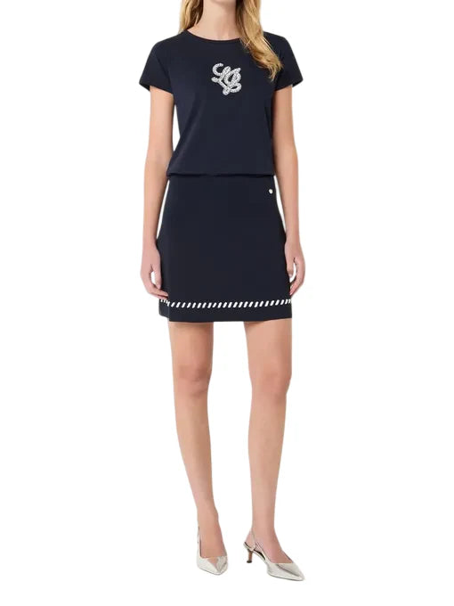 Liu Jo T-shirt manica corta con logo gioiello blu