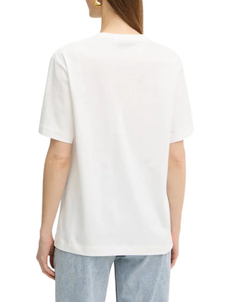 Pinko T-shirt manica corta con logo strass Strepitoso bianco