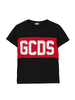 Gcds T-shirt bambina con banda logo nero