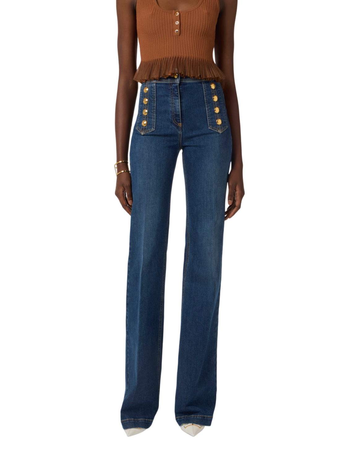 Elisabetta Franchi jeans flare con bottoni lavaggio blu