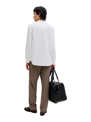 Jack&Jones camicia alla coreana misto lino bianco